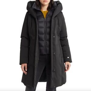 Soia & Kyo Water Resistant 700 Fill Power Down Black Puffer Coat, Size Medium